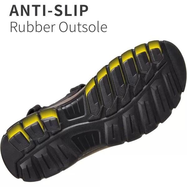 CAMEL CROWN Mens Leather Sandals Outdoor Athletic Hiking Sandals Waterproof Air Cushion Sandals for Beach WalkingBlack0157
