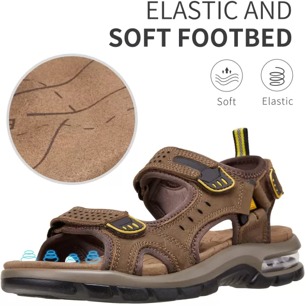 CAMEL CROWN Mens Leather Sandals Outdoor Athletic Hiking Sandals Waterproof Air Cushion Sandals for Beach WalkingCoffee0157