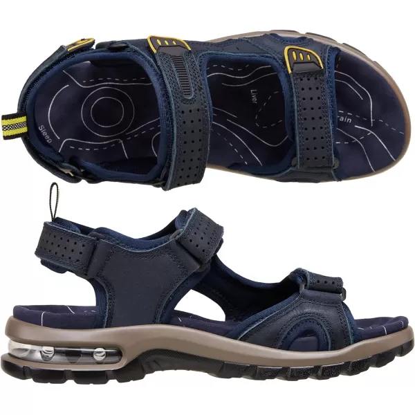 CAMEL CROWN Mens Leather Sandals Outdoor Athletic Hiking Sandals Waterproof Air Cushion Sandals for Beach WalkingDark Blue0157