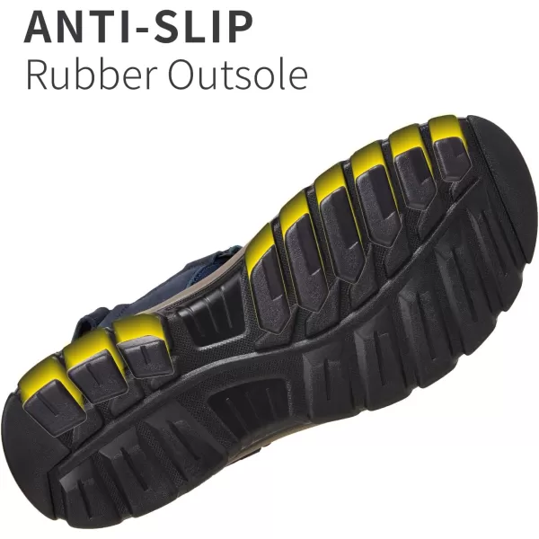 CAMEL CROWN Mens Leather Sandals Outdoor Athletic Hiking Sandals Waterproof Air Cushion Sandals for Beach WalkingDark Blue0157