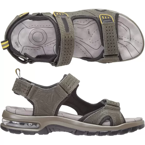 CAMEL CROWN Mens Leather Sandals Outdoor Athletic Hiking Sandals Waterproof Air Cushion Sandals for Beach WalkingDark Green0157