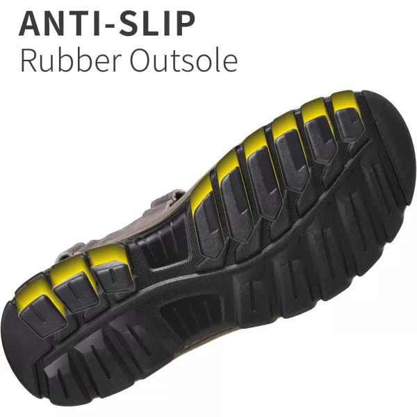 CAMEL CROWN Mens Leather Sandals Outdoor Athletic Hiking Sandals Waterproof Air Cushion Sandals for Beach WalkingGrey0157