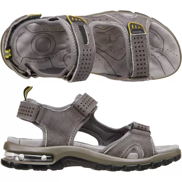 CAMEL CROWN Mens Leather Sandals Outdoor Athletic Hiking Sandals Waterproof Air Cushion Sandals for Beach WalkingGrey0157