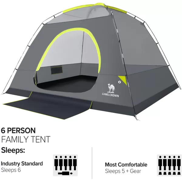 CAMEL CROWN Tents for Camping 3456 Person Tent Waterproof Easy Setup Backpacking Tents with Floor Mats and Attached Porch Family Tent for Outdoor Hiking with PorchInk Blue