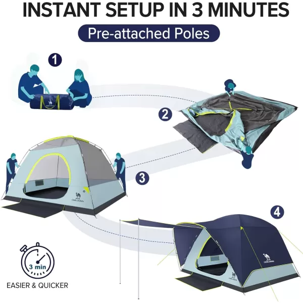 CAMEL CROWN Tents for Camping 3456 Person Tent Waterproof Easy Setup Backpacking Tents with Floor Mats and Attached Porch Family Tent for Outdoor Hiking with PorchNavy Blue