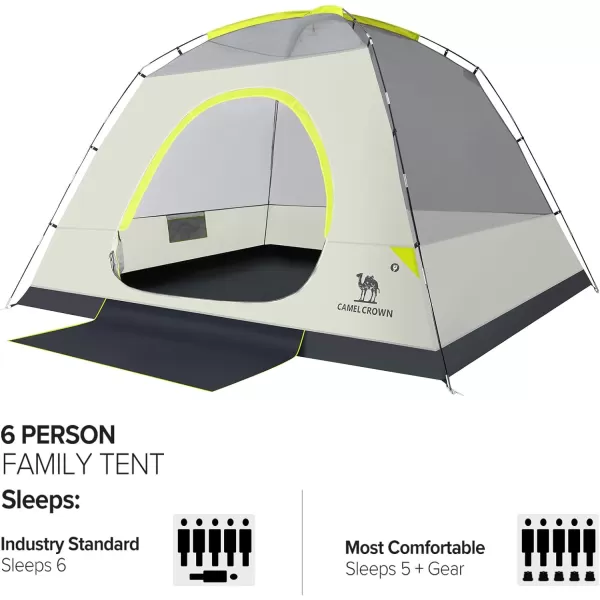 CAMEL CROWN Tents for Camping 3456 Person Tent Waterproof Easy Setup Backpacking Tents with Floor Mats and Attached Porch Family Tent for Outdoor Hiking with PorchArmy Green