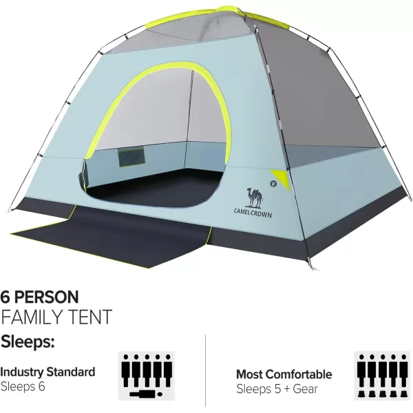 CAMEL CROWN Tents for Camping 3456 Person Tent Waterproof Easy Setup Backpacking Tents with Floor Mats and Attached Porch Family Tent for Outdoor Hiking with PorchNavy Blue