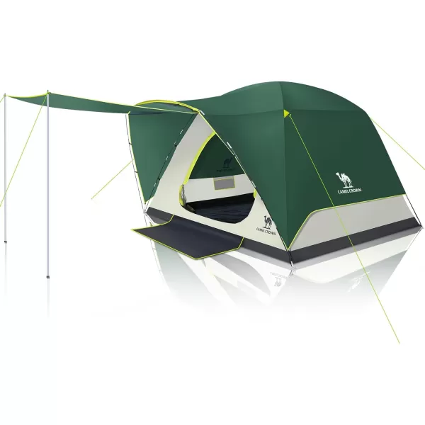 CAMEL CROWN Tents for Camping 3456 Person Tent Waterproof Easy Setup Backpacking Tents with Floor Mats and Attached Porch Family Tent for Outdoor Hiking with PorchArmy Green
