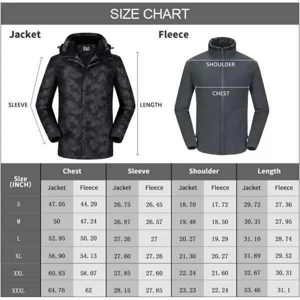 CAMEL CROWN Waterproof Ski Jacket for Men 3 in 1 Winter Jacket Windbreaker Snow Coat Parka for Hiking SnowboardBlack