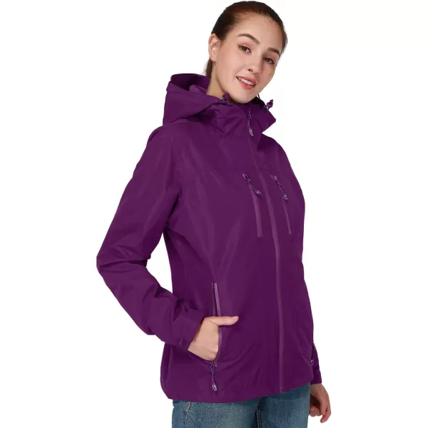 CAMEL CROWN Womens Lightweight Rain Jacket Waterproof Windbreaker Hooded Coat Shell for Outdoor Hiking Climbing TravelingDark Purple1