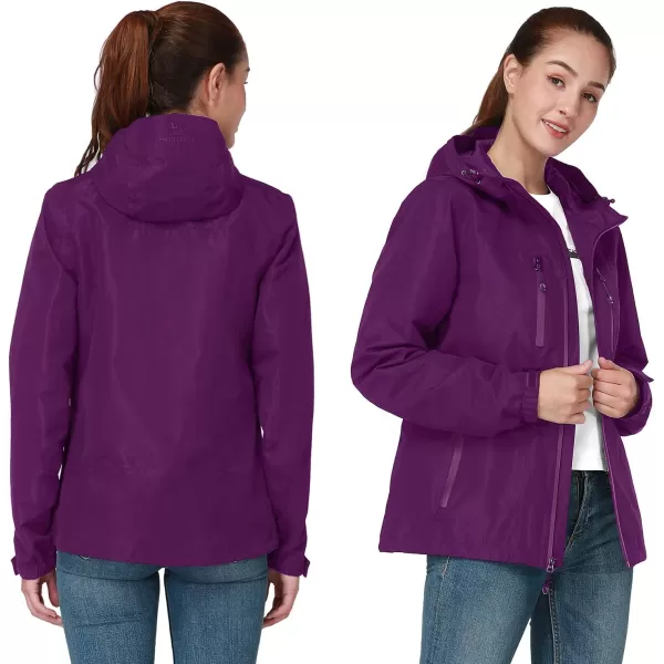 CAMEL CROWN Womens Lightweight Rain Jacket Waterproof Windbreaker Hooded Coat Shell for Outdoor Hiking Climbing TravelingDark Purple1