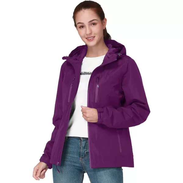 CAMEL CROWN Womens Lightweight Rain Jacket Waterproof Windbreaker Hooded Coat Shell for Outdoor Hiking Climbing TravelingDark Purple1