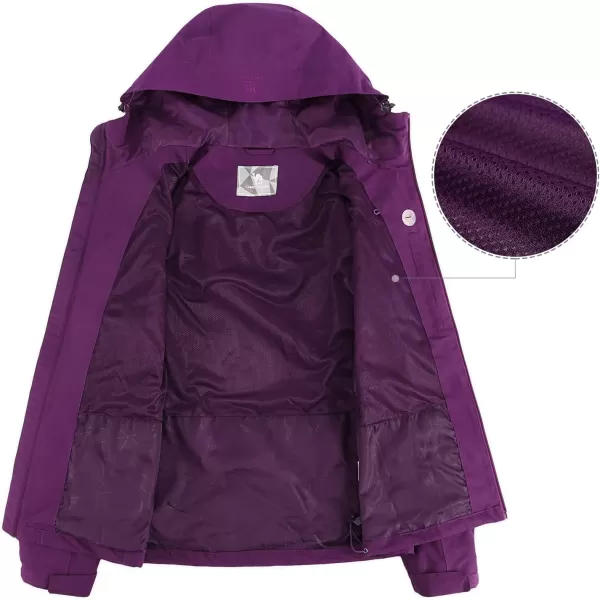 CAMEL CROWN Womens Lightweight Rain Jacket Waterproof Windbreaker Hooded Coat Shell for Outdoor Hiking Climbing TravelingDark Purple1