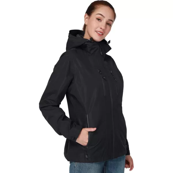 CAMEL CROWN Womens Lightweight Rain Jacket Waterproof Windbreaker Hooded Coat Shell for Outdoor Hiking Climbing TravelingNew Black