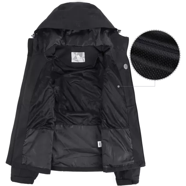 CAMEL CROWN Womens Lightweight Rain Jacket Waterproof Windbreaker Hooded Coat Shell for Outdoor Hiking Climbing TravelingNew Black