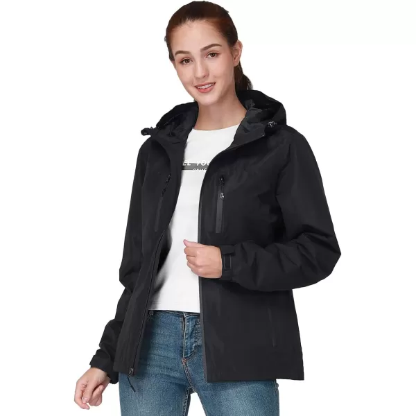 CAMEL CROWN Womens Lightweight Rain Jacket Waterproof Windbreaker Hooded Coat Shell for Outdoor Hiking Climbing TravelingNew Black