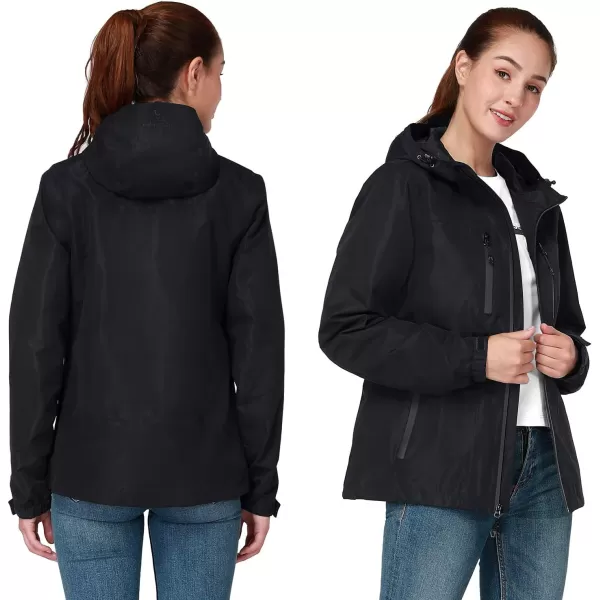 CAMEL CROWN Womens Lightweight Rain Jacket Waterproof Windbreaker Hooded Coat Shell for Outdoor Hiking Climbing TravelingNew Black