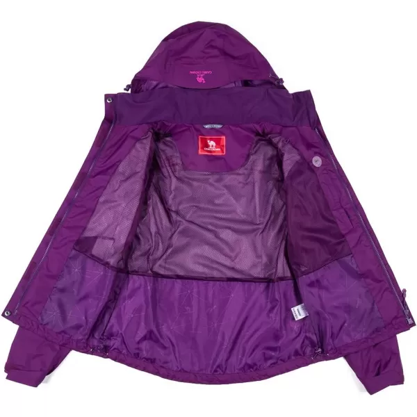 CAMEL CROWN Womens Lightweight Rain Jacket Waterproof Windbreaker Hooded Coat Shell for Outdoor Hiking Climbing TravelingPurple