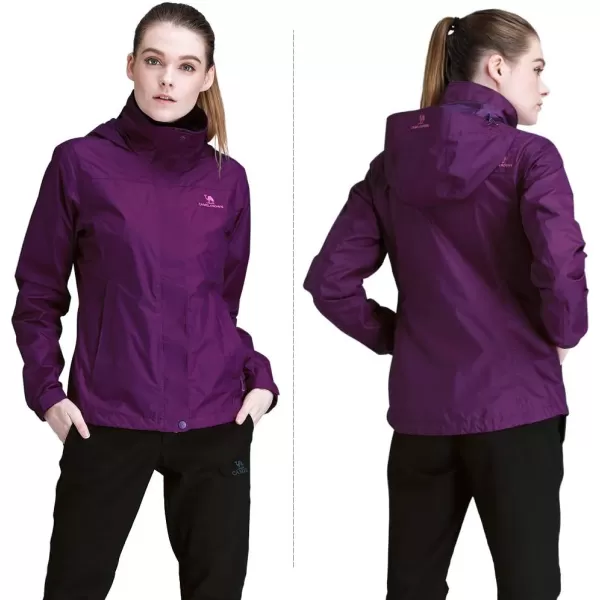 CAMEL CROWN Womens Lightweight Rain Jacket Waterproof Windbreaker Hooded Coat Shell for Outdoor Hiking Climbing TravelingPurple