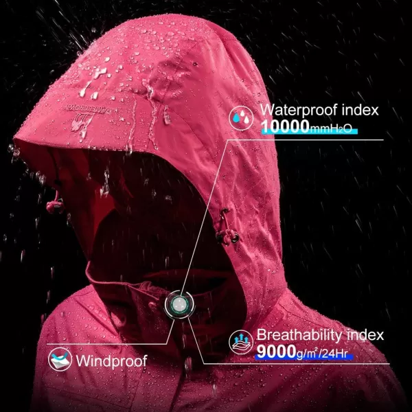 CAMEL CROWN Womens Lightweight Rain Jacket Waterproof Windbreaker Hooded Coat Shell for Outdoor Hiking Climbing TravelingRed Hibiscus
