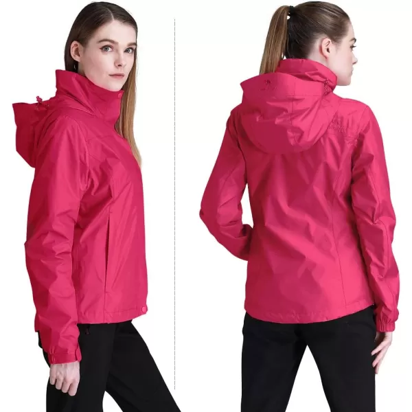 CAMEL CROWN Womens Lightweight Rain Jacket Waterproof Windbreaker Hooded Coat Shell for Outdoor Hiking Climbing TravelingRed Hibiscus