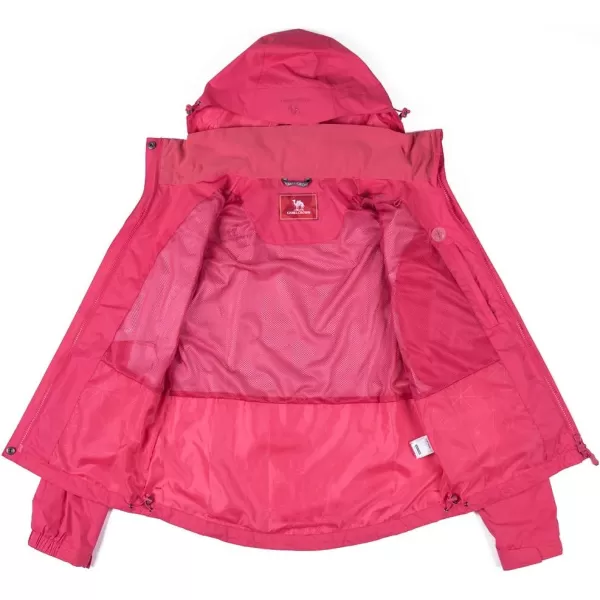 CAMEL CROWN Womens Lightweight Rain Jacket Waterproof Windbreaker Hooded Coat Shell for Outdoor Hiking Climbing TravelingRed Hibiscus