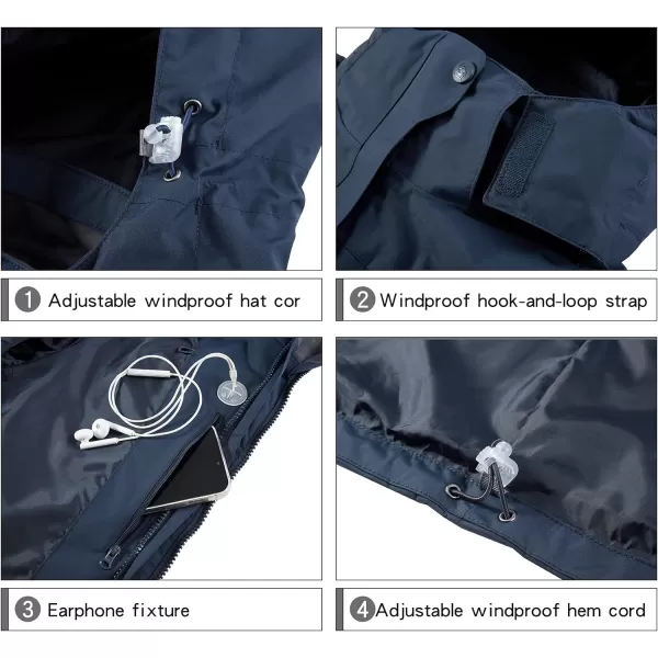 CAMEL CROWN Womens Ski Jacket Waterproof 3 in 1 Winter Jacket Windproof Warm Fleece Hooded Snowboard Mountain Snow CoatDeep Blue