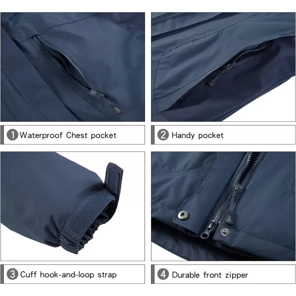 CAMEL CROWN Womens Ski Jacket Waterproof 3 in 1 Winter Jacket Windproof Warm Fleece Hooded Snowboard Mountain Snow CoatDeep Blue