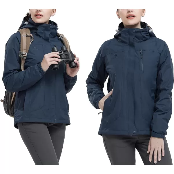 CAMEL CROWN Womens Ski Jacket Waterproof 3 in 1 Winter Jacket Windproof Warm Fleece Hooded Snowboard Mountain Snow CoatDeep Blue