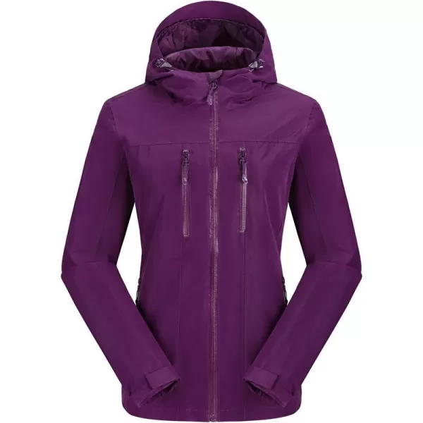 CAMEL CROWN Womens Lightweight Rain Jacket Waterproof Windbreaker Hooded Coat Shell for Outdoor Hiking Climbing TravelingDark Purple1