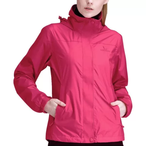 CAMEL CROWN Womens Lightweight Rain Jacket Waterproof Windbreaker Hooded Coat Shell for Outdoor Hiking Climbing TravelingRed Hibiscus