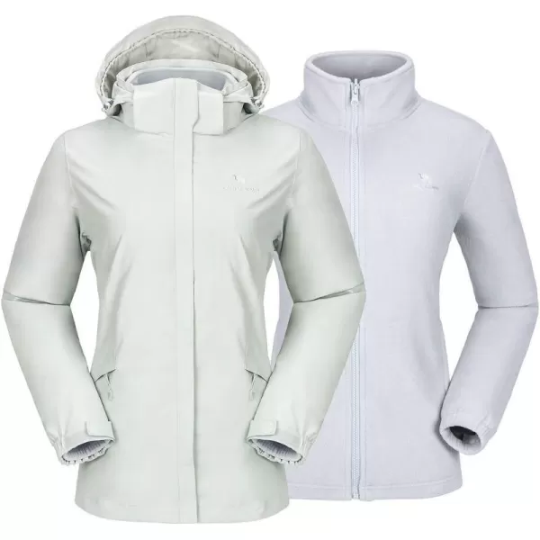 CAMEL CROWN Womens Ski Jacket Waterproof 3 in 1 Winter Jacket Windproof Warm Fleece Hooded Snowboard Mountain Snow CoatSilver Grey1