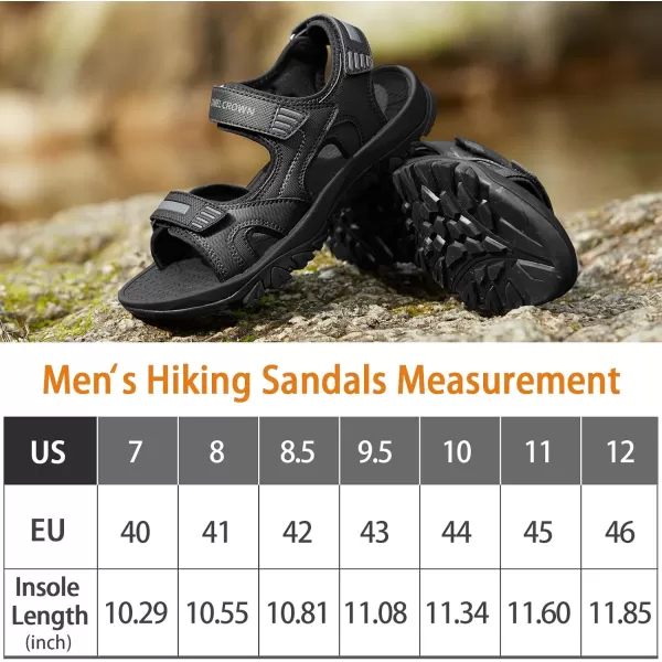 CAMEL CROWN Comfortable Hiking Sandals for Men Waterproof Sport Athletic Sandals for Walking Water with Arch SupportBlack0047