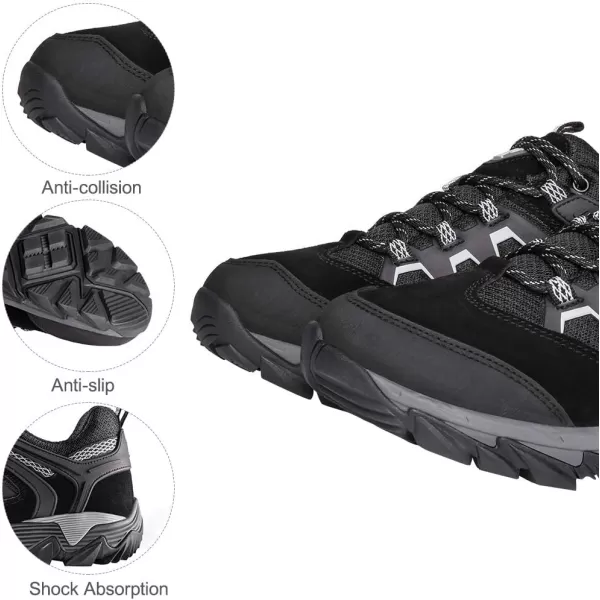 CAMEL CROWN Hiking Shoes Men Breathable NonSlip Sneakers Lightweight Low Top for Outdoor Trailing Trekking WalkingBlack