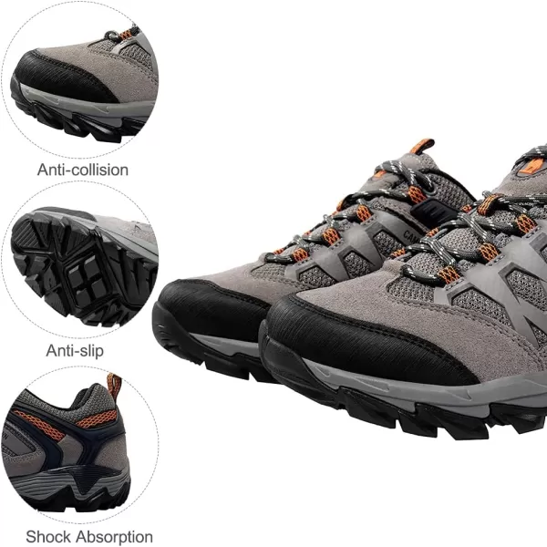 CAMEL CROWN Hiking Shoes Men Breathable NonSlip Sneakers Lightweight Low Top for Outdoor Trailing Trekking WalkingGrey