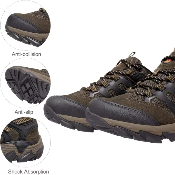 CAMEL CROWN Hiking Shoes Men Breathable NonSlip Sneakers Lightweight Low Top for Outdoor Trailing Trekking WalkingKhaki