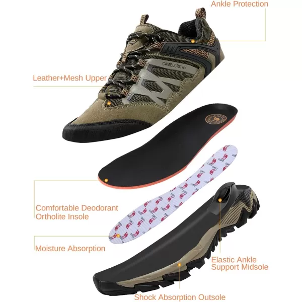 CAMEL CROWN Hiking Shoes Men Breathable NonSlip Sneakers Lightweight Low Top for Outdoor Trailing Trekking WalkingOlive Green