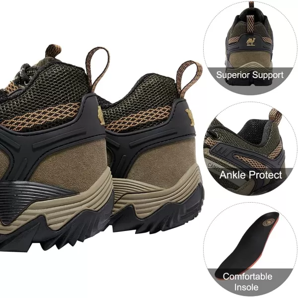 CAMEL CROWN Hiking Shoes Men Breathable NonSlip Sneakers Lightweight Low Top for Outdoor Trailing Trekking WalkingOlive Green