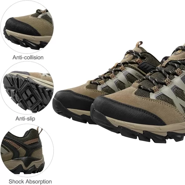 CAMEL CROWN Hiking Shoes Men Breathable NonSlip Sneakers Lightweight Low Top for Outdoor Trailing Trekking WalkingOlive Green
