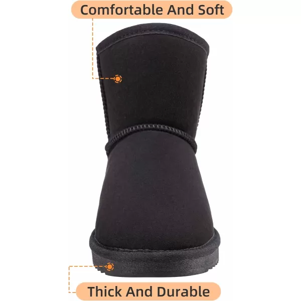 CAMEL CROWN Mens Fur Snow Boots Warm Slip on Winter Boots Classic Short Mini Boots Comfortable House Slippers Boots for MenBlack