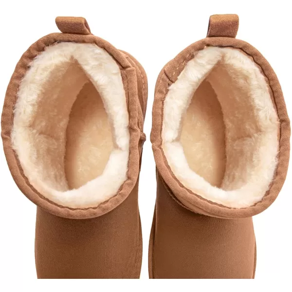 CAMEL CROWN Mens Fur Snow Boots Warm Slip on Winter Boots Classic Short Mini Boots Comfortable House Slippers Boots for MenCamel