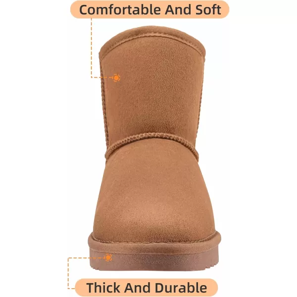 CAMEL CROWN Mens Fur Snow Boots Warm Slip on Winter Boots Classic Short Mini Boots Comfortable House Slippers Boots for MenCamel