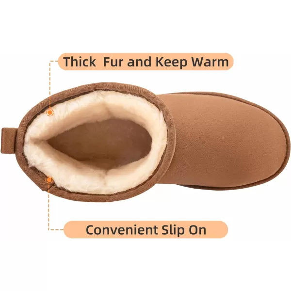 CAMEL CROWN Mens Fur Snow Boots Warm Slip on Winter Boots Classic Short Mini Boots Comfortable House Slippers Boots for MenCamel