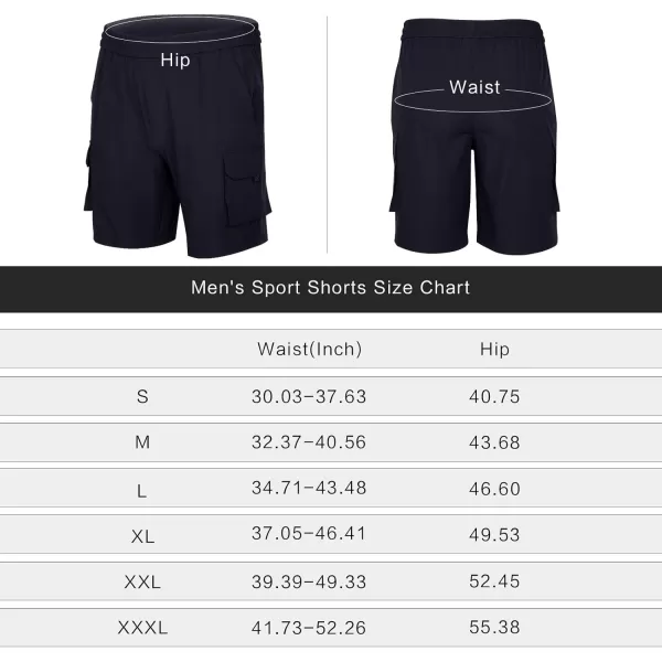 CAMEL CROWN Mens Hiking Cargo Shorts Elastic Waist Quick Dry Lightweight Shorts for Athletic Shorts with PocketsBlack