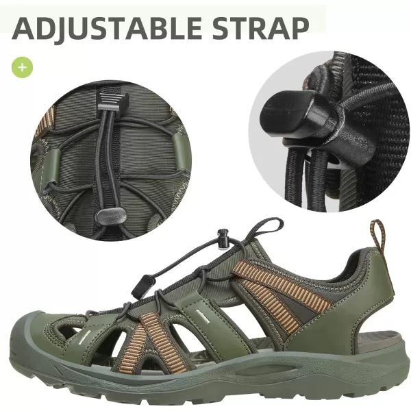 CAMEL CROWN Mens Hiking Sandals Outdoor Sport Athletic Sandals Closed Toe Waterproof Sandals for Summer BeachArmy Green