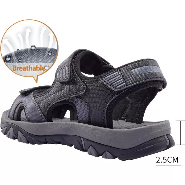 CAMEL CROWN Mens Hiking Sandals Sport Waterproof Sandal Comfortable for Athletic Outdoor Beach Summer Walking Arch SupportGray1