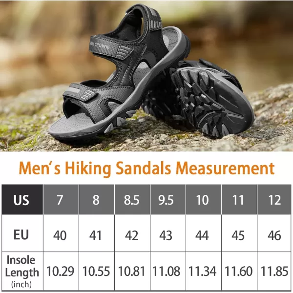 CAMEL CROWN Mens Hiking Sandals Sport Waterproof Sandal Comfortable for Athletic Outdoor Beach Summer Walking Arch SupportGray1