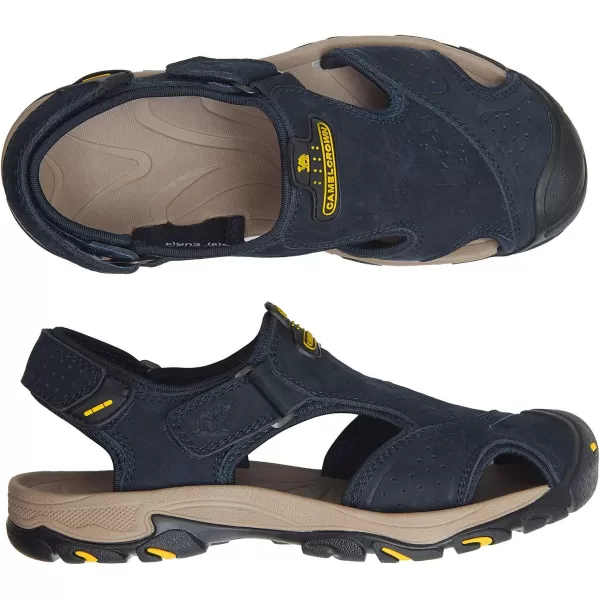 CAMEL CROWN Mens Hiking Sandals Waterproof Leather Fisherman Sandal for Athletic Outdoor Beach Sport SummerClosed Toe Size 712Blue7817