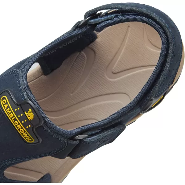 CAMEL CROWN Mens Hiking Sandals Waterproof Leather Fisherman Sandal for Athletic Outdoor Beach Sport SummerClosed Toe Size 712Blue7817