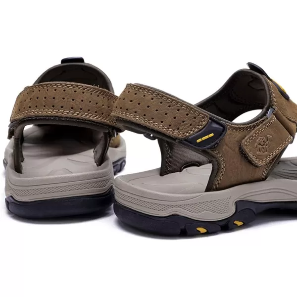 CAMEL CROWN Mens Hiking Sandals Waterproof Leather Fisherman Sandal for Athletic Outdoor Beach Sport SummerClosed Toe Size 712Brown7817